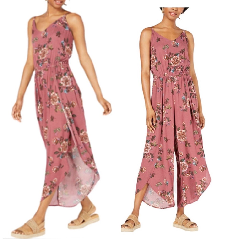NWT American Rag pantsuit dustypink rose floral palazzo split flare romper XXL